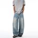 Unisex Vintage Washed Button Fly Jeans - Baggy Loose Fit Wide Leg Denim Pants With Classic Retro Style_mkmklike.com