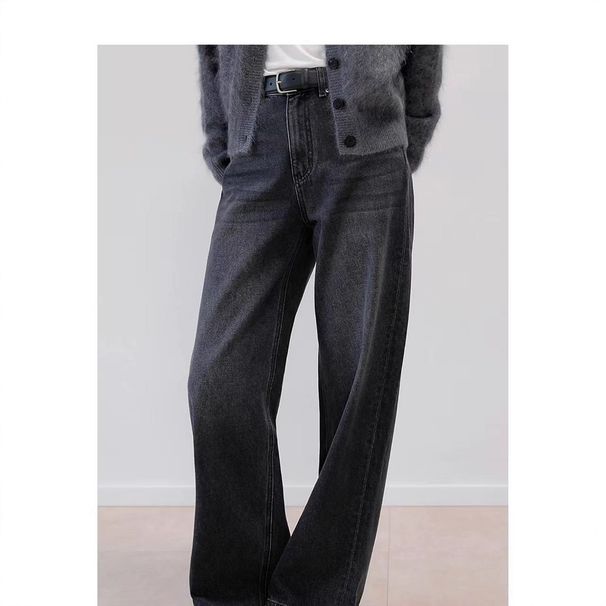 KZ9394 Thick Cotton Extended Length Women's Jeans, Straight Leg Pants, Russian Size_mkmklike.com