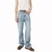 Men's Clothing Minimalist Cleanfit Versatile Ripped Light Blue Casual Straight Jeans Trend_mkmklike.com