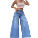 High-Waisted Flared Jeans For Women | Vintage Washed Denim Pants With Stretch – Slimming Wide-Leg Design For Casual & Chic Style (XS-XL)_mkmklike.com