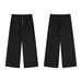 Men's Clothing Button Raw Denim Unstarched Black Cotton 14oz Stiff Loose Straight A Line Jeans_mkmklike.com