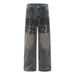 Post-apocalyptic Style English Number Print Cargo Jeans Men's Hip-hop Trend Niche Loose Wide-leg Straight Long Pants_mkmklike.com
