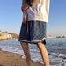Men's Clothing Denim Shorts Men's Summer Trendy Brand Ins Loose Straight High Street Niche Letter Shorts Casual Pants_mkmklike.com