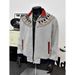 Men’s Fair Isle Knit Zip-Up Jacket – Ethnic Embroidery Stand Collar Coat, Contrast Color Block Design (M-XXL, Beige/Grey)_mkmklike.com