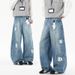 Men's Retro Wide-Leg Jeans – Distressed Baggy Denim Pants With Chain Accents, Oversized Cargo Pockets & Low-Crotch Drop, 90s Streetwear Trousers_mkmklike.com