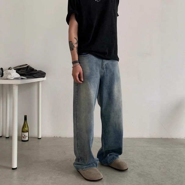 Men's Clothing Retro Vintage Loose Fitting Wide Leg Jeans Baggy Cleanfit Pants For Men And Women Spring Autumn Wear_mkmklike.com