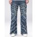 Men's Dark Blue Non-Stretch Loose Fit Jeans Retro High Street Style Trendy Flared Pants_mkmklike.com