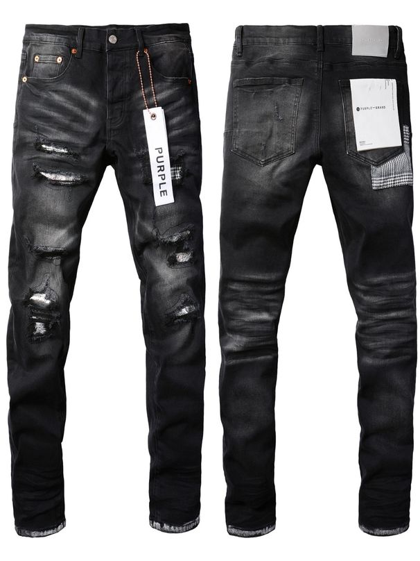 Y2K Motorcycle Stacked Flared Jeans, Black To Grey Fade, Plaid Lining Inside Rips, Multiple Distressed Holes, Summer-Friendly Unisex_mkmklike.com