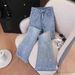 Women’s Clothing Light Blue Hot Diamond Flared Jeans For Women Spring New Elastic Slim All Match Flared Horseshoe Trousers_mkmklike.com