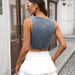 K New Zipper Denim Vest Short Tank Top_mkmklike.com