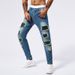 Men's Clothing Men's Ripped Jeans, Patch Men's Hip Hop Street Trend Youth Denim Trousers Tik Tok Cross Border Jeans_mkmklike.com