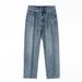New Heavy-Duty Washed Light Blue Jeans Young Men, Loose Straight Wide-Leg Pants, Street Style Casual Long Pants For Men_mkmklike.com