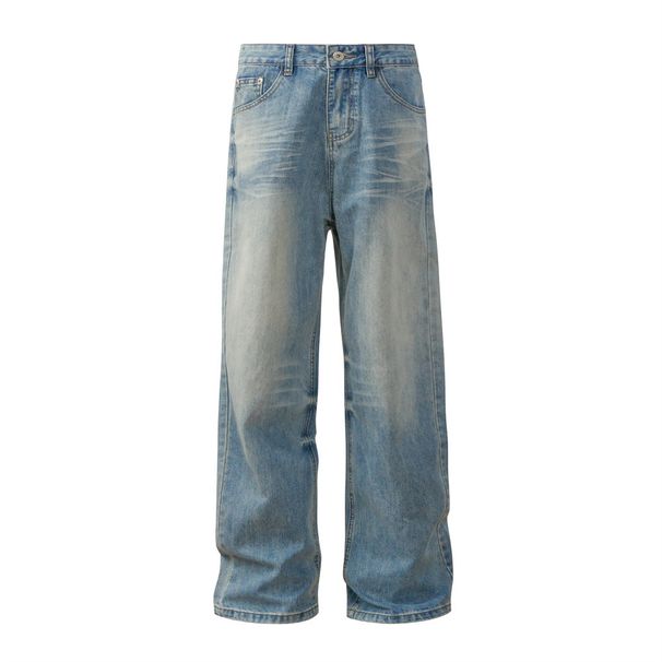 Vintage Jeans Men's Straight Long Punk Street Style Versatile Loose Casual Pants Washed Gradient_mkmklike.com