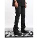 Men's High-Waisted Slim Fit Stretch Jeans With Distressed Hem & Zip Detail - Black Streetwear Flared Pants_mkmklike.com