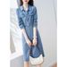 European Denim Dress For Spring Autumn , New Style Elegant Temperament, Slim Waist, And Long Sleeved Skirt With A_mkmklike.com