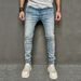 Men's Denim Solid Color Slim-Fit Small Foot Stretch Men's Slim-Fit Jeans_mkmklike.com