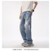Streetwear Paint Splatter Baggy Jeans - Unisex Oversized Straight Leg Denim Pants For Men & Women (Retro Blue, S-XXXL)_mkmklike.com
