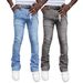 Men's Straight Fit Patch Denim Jeans – Trendy Stacked Pants For European & American Street Style_mkmklike.com