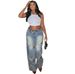 Women's Clothing Casual Women's Jeans Women's Street Fashion Washed Button Closure High Waist Pants_mkmklike.com