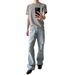 Summer Trendy High Street Retro Ripped Slim Fit Flared Jeans For Men Versatile Flow Style New_mkmklike.com