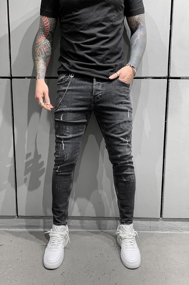 Men's Clothing Retro Slim Fit Ripped Stretch Men's Jeans Simple Skinny Jeans For Casual Wear_mkmklike.com