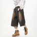 Men's Straight Leg Cropped Jeans Casual Loose Fit Washed Distressed Vintage Texture Pleated Design Summer Style_mkmklike.com