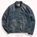 Loom Vintage Distressed Motorcycle Denim Jacket For Men, European And American Style, Washed, Unique Button Stand Collar,_mkmklike.com