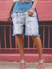 Women's High Waist Distressed Denim Shorts - Patchwork Design Casual Summer Bermuda Jeans (Blue, S-2XL)_mkmklike.com