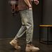 Men's Ripped Jeans Trendy Brand Loose Straight Leg High Street Retro Casual Niche Style Spring Collection_mkmklike.com