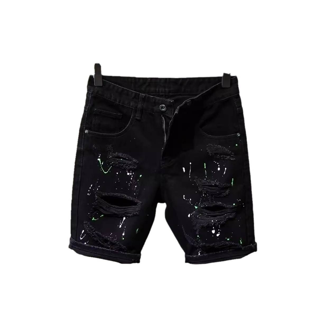 Men's Retro Washed Denim Shorts Summer Casual Loose Fit Mid Waist Vintage High Street Style Old Blue_mkmklike.com