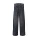 Punk High Street Washed Vintage Jeans For Men With Rivet Decoration, PU Leather Color Block Pocket Design, Unique Long_mkmklike.com