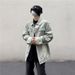 Loom European And High Street Vib Trendy Brand Men's American Retro Denim Vintage Washed Frayed Edge Workwear Jacket_mkmklike.com