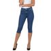 Women's Slimming Mid-Length Jeans – Stretch Denim Capri Pants For Summer, Casual & Office Wear (Mid Blue, S/M/L/Xl)_mkmklike.com