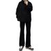 Pure Black Stretch Flared Jeans for Men High Street Style Vibe American Cleanfit Slim Fit Straight Leg Pants_mkmklike.com