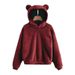 Women's Clothing autumn and winter new fluffy rabbit ears hooded warm sweater sweater_mkmklike.com