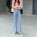Cross-border Personalized Straight-leg Trousers Women, New Spring And Autumn Fashion, Heart-patterned Floor-length_mkmklike.com
