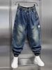 Men's Trendy Jogger Pants All Seasons Loose Casual Elastic Slim Fit Harem Jeans Versatile Denim_mkmklike.com