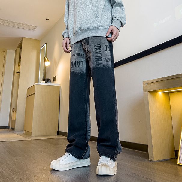 Men's Clothing Cool Street Style Retro Letter Jeans For Men New Spring Style Fashionable And Versatile High End Casual Men's Pants_mkmklike.com