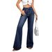 Women's Clothing Straight-Leg High-Waisted Jeans – Classic & Comfortable With Solid Color (S-XL, Blue)_mkmklike.com