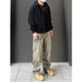 American High Street Vibe Trendy Brand Splashed Ink Jeans Men's Spring And Autumn Washed Loose Straight Wide Leg Dirty_mkmklike.com