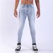 "Men's Slim Fit Stretch Jeans – Steel Blue Tapered Denim Pants With Comfort Flex (Skinny, All-Season, Modern Style)"_mkmklike.com