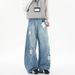 Men's Retro Wide-Leg Jeans – Distressed Baggy Denim Pants With Chain Accents, Oversized Cargo Pockets & Low-Crotch Drop, 90s Streetwear Trousers_mkmklike.com