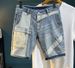 Men's Trendy Ripped Stretchy Slim Fit Jeans Blue Embroidered Patches Mid Length Shorts Korean Style Basic Straight Leg In Stock_mkmklike.com