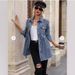 Women's Clothing Long Sleeved Raw Edge Denim Shirt Tops Women's Denim Jacket_mkmklike.com
