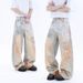 Artisan 3D Printed Jeans For Men – Vintage Washed, Relaxed Wide-Leg Fit, Limited Edition Statement Piece_mkmklike.com