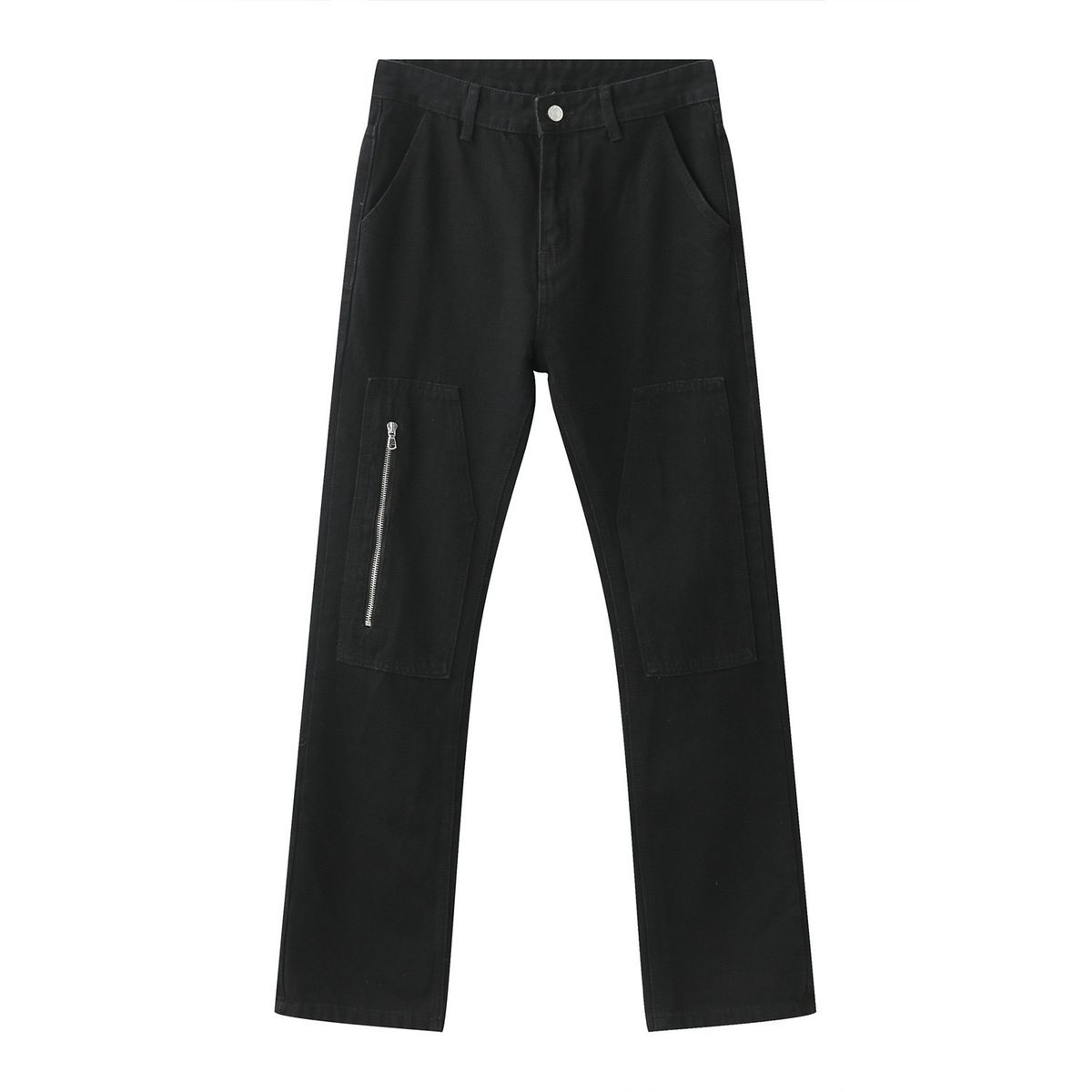 EF Denim | 2023 New Product, Black Straight Tube Personalized Trouser Leg Zipper Jeans Simple Versatile Casual Pants Men_mkmklike.com