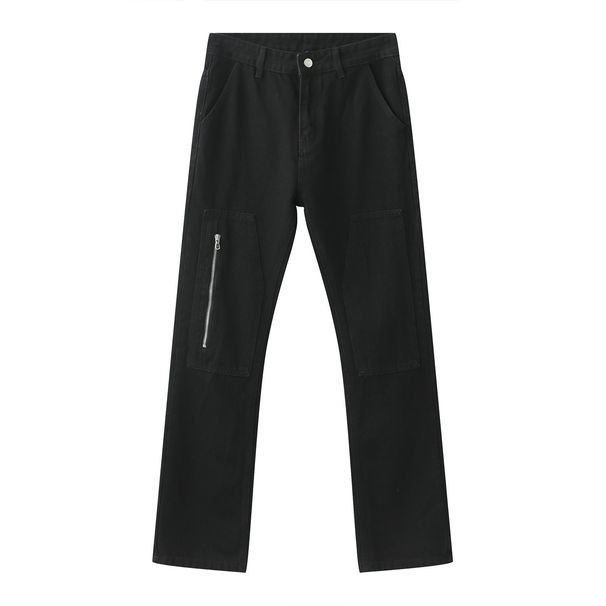 EF Denim | 2023 New Product, Black Straight Tube Personalized Trouser Leg Zipper Jeans Simple Versatile Casual Pants Men_mkmklike.com
