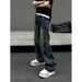 Streetwear Slim Fit Stretch Denim Jeans For Men & Women | Oversize Hip Hop Fashion | Korean Style High Waist Straight Leg Pants_mkmklike.com