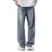 Lyocell Sky Jeans For Men Spring/Summer Thin, Loose, Straight, Large, Ice Silk Drop, Wide Legs, Long Pants Trendy_mkmklike.com