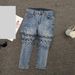 Women's Clothing beaded denim pants for women spring and summer new all-match buttons elastic slim wide-leg nine-point pants_mkmklike.com